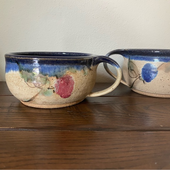 Last chance Studio pottery soup bowls with handle - Picture 3 of 11